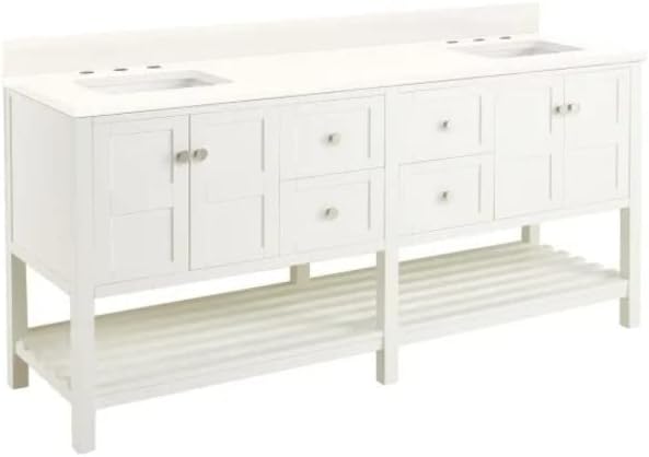 Signature Hardware 470322 Olsen 72" Free Standing Double Vanity Set with Cabinet, Granite, Marble or Quartz Vanity Top, and Rectangular Undermount Sinks - 8" Faucet Holes