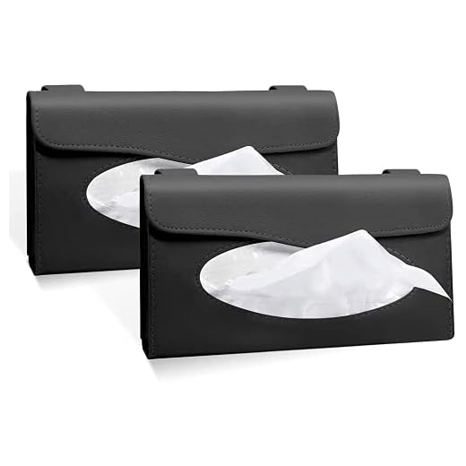 2Buyshop 2 Pack Car Tissue Holder, Sun Visor Napkin Holder, Tissue Box Holder, PU Leather Tissue Box, Backseat Tissue Purse Case Holder for Car (Black)