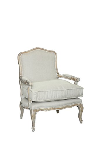 Pangea Home Z Rodney Lounge Chair, Antique White and Linen Pangea Home Z Rodney Lounge Chair, Antique White and Linen