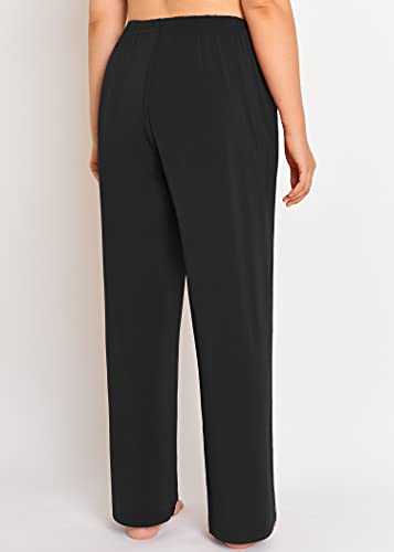 Esenchel Women's Plus Size Pajama Pants Rayon Sleep Pants2