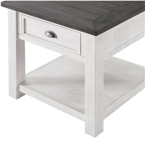 Pemberly Row PR-4753-1971244 Contemporary Solid Wood End Table White And Gray thumb #4