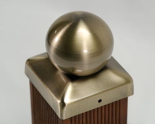 Pfostenkappe Zaunkappe Zierkappe Schutzkappe Antik Optik für Holzpfosten mit Kugel inkl. Edelstahl-Schrauben (81x81 mm (für Pfosten 8x8 cm))
