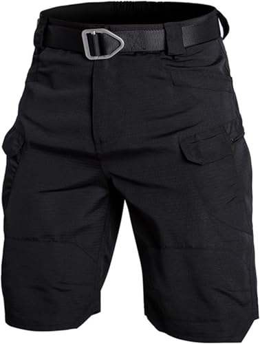 Tactical Shorts for Men Stretch, Men's Stretch Tactical Water Resistant Ripstop Cargo Shorts Outdoor Lightweight Work Hiking Pants Black XL