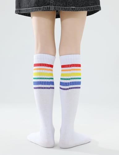 Knee High Tube Socks for Boys Girls Teens, Kids Soccer School Cotton Uniform Sports Socks 3,4 Pairs3
