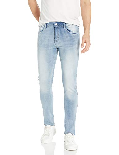 Southpole Men's 9181 Super Skinny Tech Stretch Denim Pants, Light Indigo Signature, 34x32