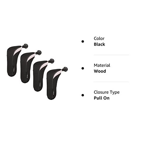Sword &Shield Sports Golf Hybrid Club Head Covers Set Of 4 With Interchangeable No. Tag Ut Cover (Black) #TOP5