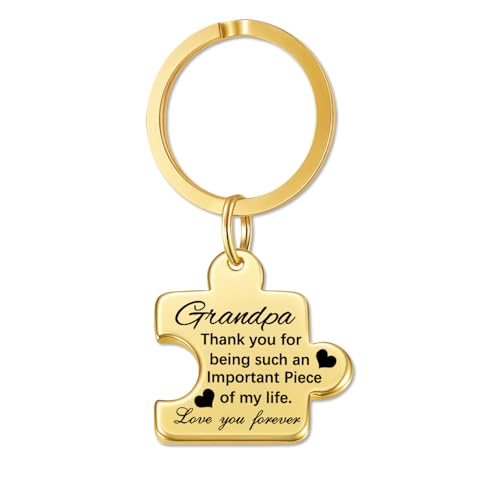 Image of Gifts for Grandpa Puzzle Key Chain Mens Keychain Stainless Steel Keychains for Men Jewelry Gift