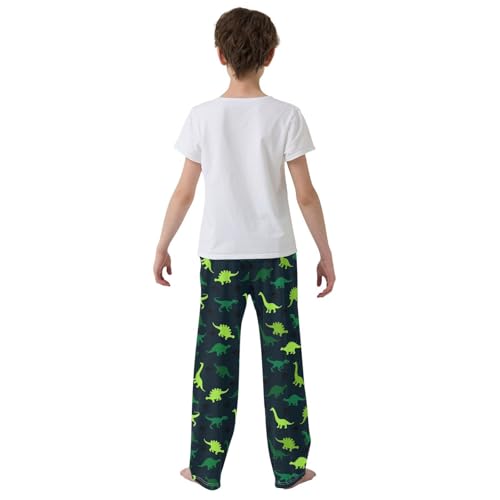 ZZXXB Dinosaur Camou Boys Long Pants Soft Trousers Elastic Waist Kids Lounge Bottoms with Pockets S-XL3
