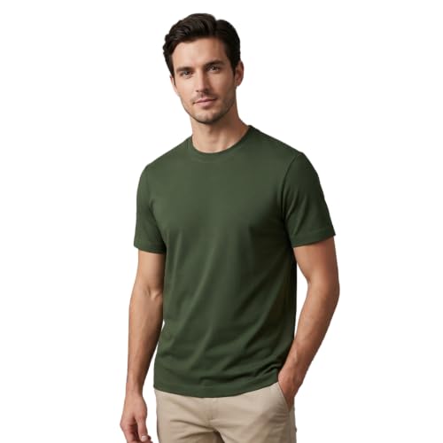 Image of NOBERO 100% Cotton T Shirts for Men Stylish | Regular Fit | Solid T Shirts for Men 180 GSM Combed Cotton | Round Neck Half Sleeve