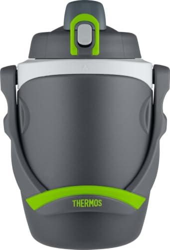 Thermos 64 oz Hydration Bottle with Flip‑Up Spout, Foam Insulation, Carry Handle & Locking Lid, Half‑Gallon Water Jug for Sports, Workouts & Outdoor Use, Charcoal