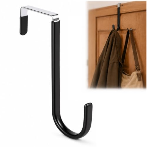Elenviorina 1 Pc Wreath Hanger for Front Door Black Metal Wreath Door Hangers Heavy Duty Carbon Steel Hooks for Christmas Halloween Decorations 5 Inch Height Home Décor Accents