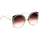 PPFVVTV Gafas de sol de lujo para mujer, sin montura, con degradado, protección UV400, con espejo colorido, a la moda (marrón)