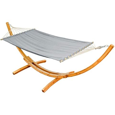 AMANKA XXL Hängematte mit Gestell - 325 cm Hängemattengestell Outdoor Holz Cover