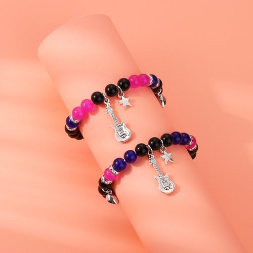 2pcs TV Girl Bracelet, Friendship Matching Magnetic Couple Bracelet Love Guitar Heart Beads Bracelets for Best Friends Bff Cosplay Accessories for Valentines Christmas Birthday Bride Bridegroom4