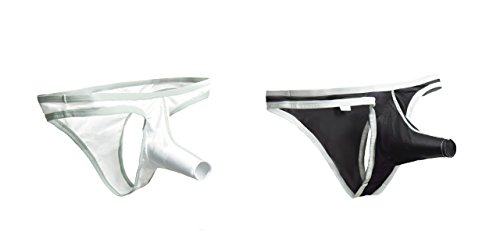 Men's Sexy G-Strings Breathe T-Back Funny Sexy Underwear Briefs (L, Black and White) …2