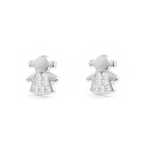 Pendientes Bebe O Niña Oro Blanco Muñeca Con Circonitas - Estuche Regalo - Certificado De Garantía - Mondepetit Pendientes Bebe O Niña Oro Blanco Muñeca Con Circonitas - Estuche Regalo - Certificado De Garantía - Mondepetit