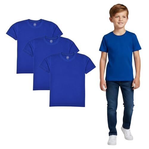 A2Z 4 Kids Boys Girls T Shirts Plain Summer Tank Top & Tees - T Shirt PL Royal 3 Pack 9-10