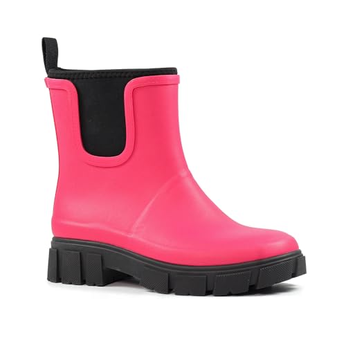 Bottes d'eau de qualité supérieure style bottines de pluie roses