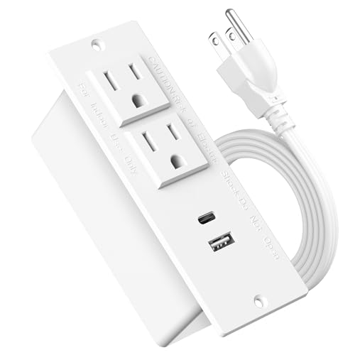 Conference Recessed Power Strip USB C Fast Charging,Furniture Recessed Outlet,Table Power Strip,Flush Mount for Side Table (White, 20W USB-C Port)