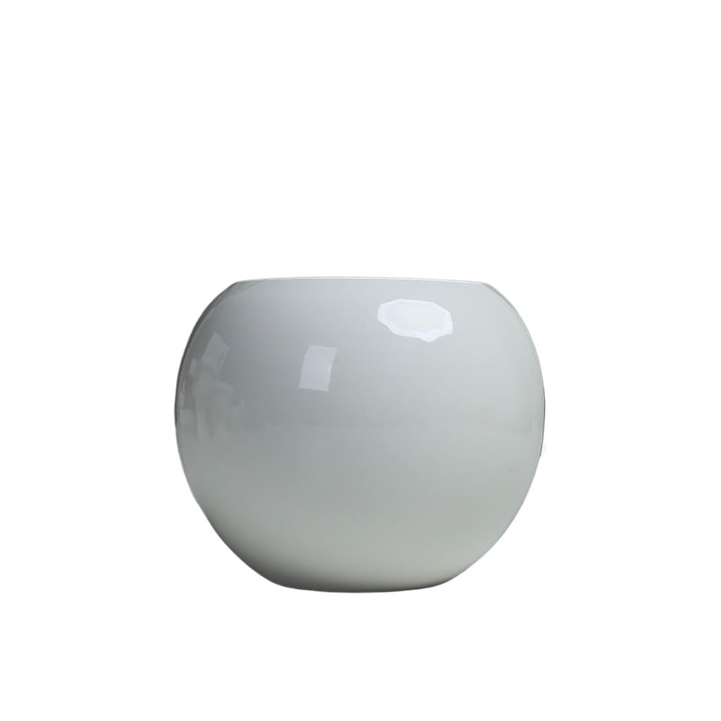 GELASIGE Flower Pots Creative Succulent Flowerpots, White Home Balcony Flowerpots, Hydroponic Green Plant Ceramic Flowerpots Outdoor Flower Pots(M)