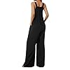 WERNZATT Dungarees for Women Boho Straps Bib Overalls Casual Loose Sleeveless Button Suspender Jumpsuit Playsuits with Pockets Vintage Baggy One Piece Rompers (A Black, XXL) #4