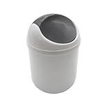 HAC24 Pattumiera da tavolo con coperchio basculante, 1,5 l, in plastica, per cucina, bagno, tavolo, cestino per cosmetici, mini contenitore per rifiuti, colore bianco