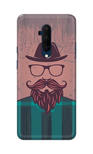 Image of PRINTFIDAA Man Icon with Beard Shirt Hipster Printed Designer Hard Case for OnePlus 7T Pro Back Cover -(e) RPM1001