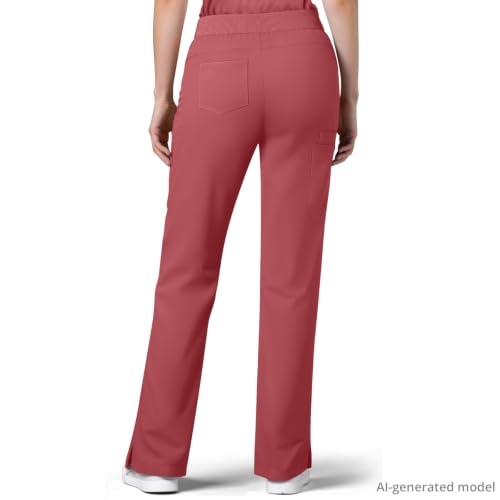 Image of Women's 7-Pocket Scrub Pants - Straight Leg, Mid-Rise, Drawstring | Soft stretch knit Mid-rise drawstring Side slits Wrinkle-resistant Machine washable For nurses /doctors /vets