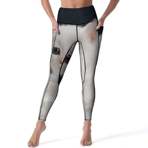 Pantalon de sport yoga taille haute blanc pour éviter les glissements au fitness