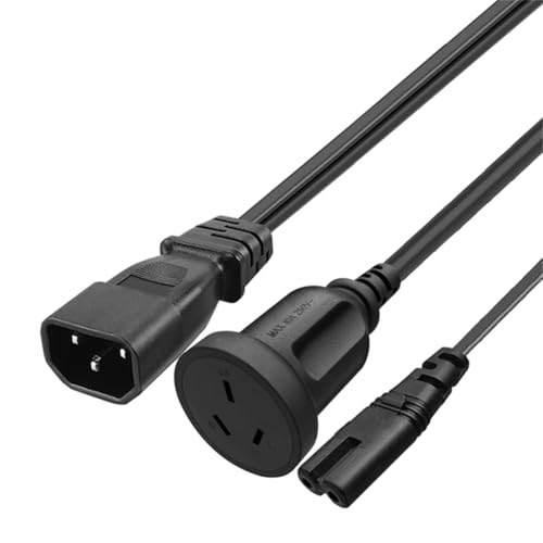 IEC320 C14 to 2 Pin C7 and Australian 3Pin Adapter Cord 1 to 2 Conversion