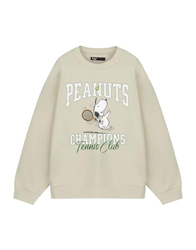 Peanuts Unisex-Sweatshirt in Beige | Tennis Pullover | Vintage-Charlie-Brown-Pullover | Retro-Cartoon-Kleidung für Damen und Herren