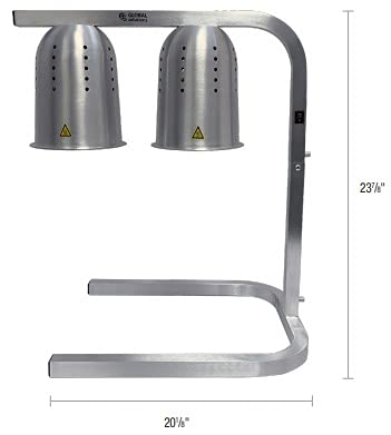 Global Solutions GS1670 Adjustable Heat Lamp | Stainless Steel Construction | 4 Adjustable Height Settings | Non-Skid Feet | Dual Bulbs | Commercial Food Warmer | Catering Food Warmers - Thumbnail 3