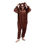 Funny Cozy Brown Color Bear Kigurumi Onesie Pajamas with Zipper For Adults Cosplay Costumes Pjs Sleepwear Unisex Suits