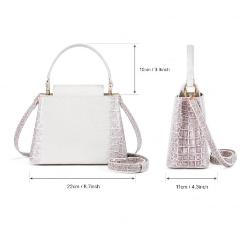Image of TRBSXRT Small Satchel Bag for Women - Crocodile Leather Purse Classic Crossbody and Shoulder Bag