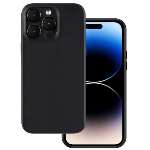 Docco Jette entworfen für iPhone 14 Pro Max Lederhülle Handgefertigte Echtlederhülle für iPhone 14 Pro Max integrierte Magnete für MagSafe Aufladung-Mitternacht
