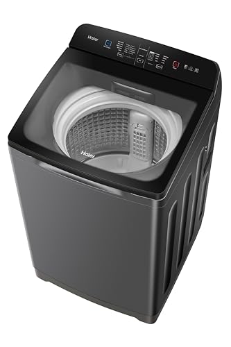Image of Haier 9 Kg, 5 Star, Oceanus Wave Technology Toughened Glass Fully Automatic Top Loading Washing Machine (HWM90-H678ES8, Inbuilt Heater, Near Zero Pressure, Dark Jade Silver)