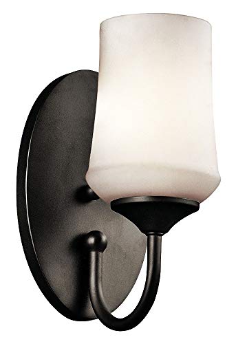 Image of Kichler Aubrey 10.75 inch 1 Light Wall Sconce with Satin Etched Cased Opal in Olde Bronze