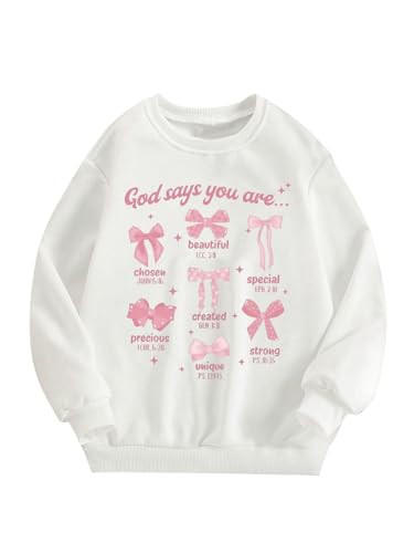 Girl's Cartoon Graphic Long Sleeve Crewneck Sweatshirts Drop Shoulder Cute Pullover Tops T Shirt