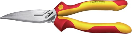 Wiha Flachrundzange Industrial electric mit Schneide gebogene Form, ca. 40° Zuführen leicht gemacht 200 mm Elektrikerzange, VDE geprüft (35462)