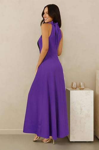 Image of STYLEWORD Women's Summer Floral Halter Maxi Dress Vacation Semi Formal 2026