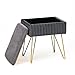 Grau Samt Sitzhocker Polsterhocker mit Stauraum mit U-förmige Metallfüße Hocker mit Aufbewahrung Handgefalteten Formen Sofa Hocker mit Deckel Fusshocker Schlafzimmer Wohnzimmer Sitzhocker Höhe 46 cm