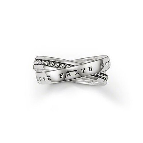 Preisvergleich Produktbild THOMAS SABO Unisex Mehrfachring Glaube, Liebe, Hoffnung 925Er Sterlingsilber, Geschwärzt TR1930-001-12
