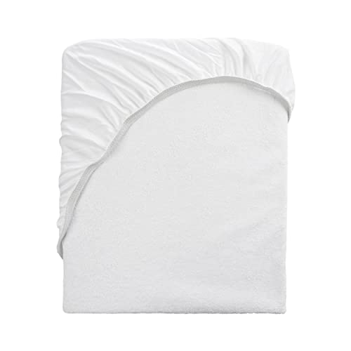 Cubrecolchón de Rizo con Capa Impermeable de TPU, Protector de Colchón Ajustable, Color Blanco, para Camas de 150 x 190/200 cm - 1 Pieza