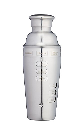 BarCraft Stainless Steel Twist Action Recipe Cocktail Shaker 600ml 20.28 fl oz