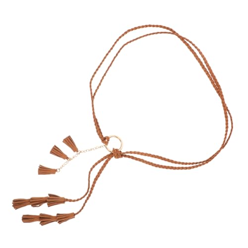DEARMAMY Cadena De Cintura De Cuerda Trenzada Cinturón De País Cinturón De Corsé Para Mujer Cadena De Pantalones Para Mujer Cinturón De Vaquera Cinturón Ancho Imitación De Cuero Coffee