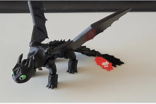 Image of Flexible Toothless Dragon 3D Printed Night Fury | Comaptible with How to Train Your Dragon Toys, Dragon Action Figure, Mini Figures, Dragon Toy for Fans & Collectors (Black)