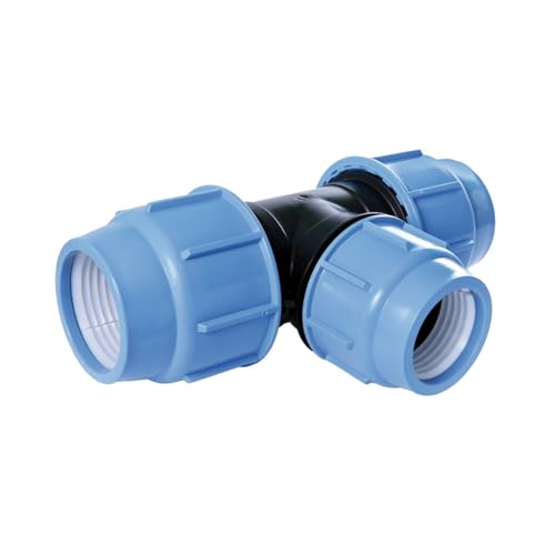 SAB BlueSeal 16, T 90° Reducido Ø 20 x 16 x 20 Empalme hidráulico de PP, PN16, para empalme de tubos de polietileno, para instalaciones de riego