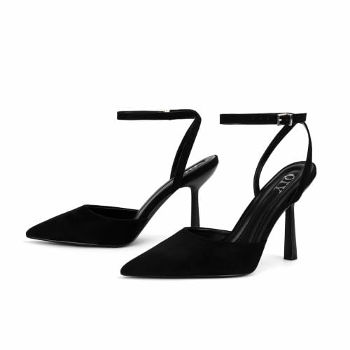 Image of QIY Closed Toe Heels for Women Pumps High Heel Strappy Sandals | Pointed Toe Slingback Women Heels with Ankle Strap, Stilettos Wedding & Bridal Formal Dress Shoes for Evening Party, Prom