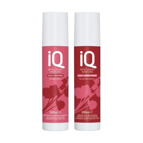 IQ Intelligent Haircare Daily Shampoo & Conditioner Set 300ml Each | Sulphate Free Paraben Free Cruelty Free | Complete Nourishment Vitality & Smooth Tangle-Free Hair