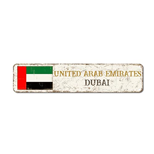 Targa in metallo retrò degli Emirati Arabi Uniti Targa in metallo per città di Dubai Segni in metallo da appendere segni novità decorazione fattoria Paese Souvenir Bandiera nazionale Targa in metallo